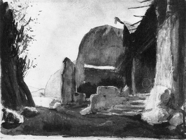 Бенуа А. Н. Вход в жилище Гибихунгов, Гибель богов (Мариинский театр, 1903)